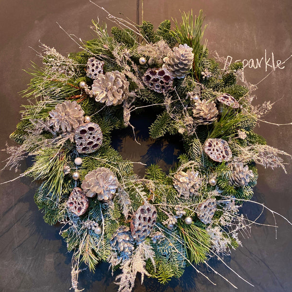 "Sparkle"  Silver Door Wreath